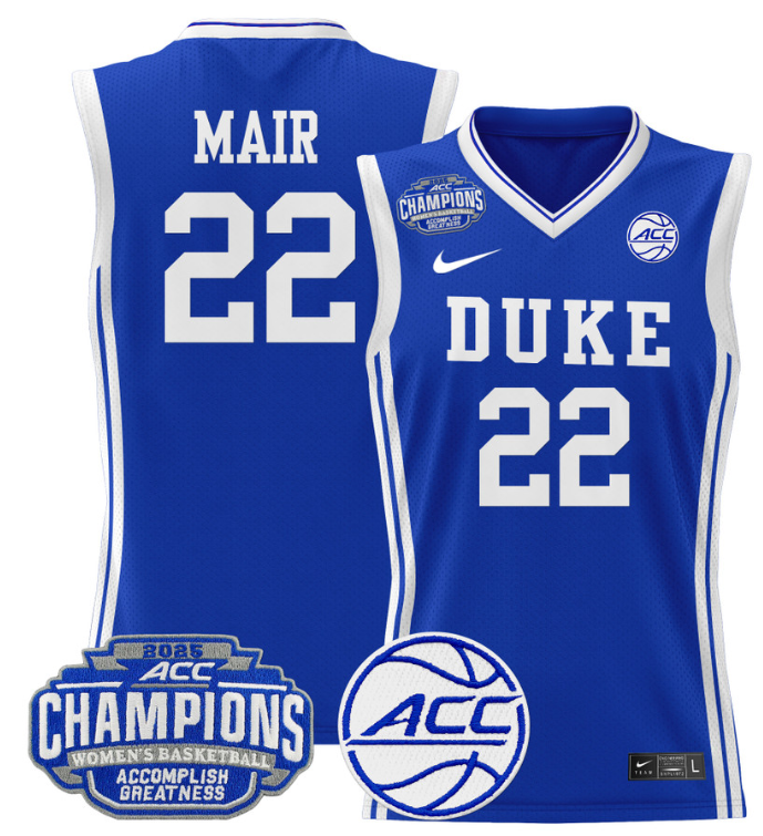 Women's Taina Mair Jersey #22 Duke Blue Devils 2025 ACC Champions Royal