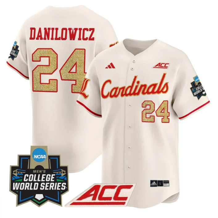 Wyatt Danilowicz Jersey #24 Louisville Cardinals 2025 World Series Cream