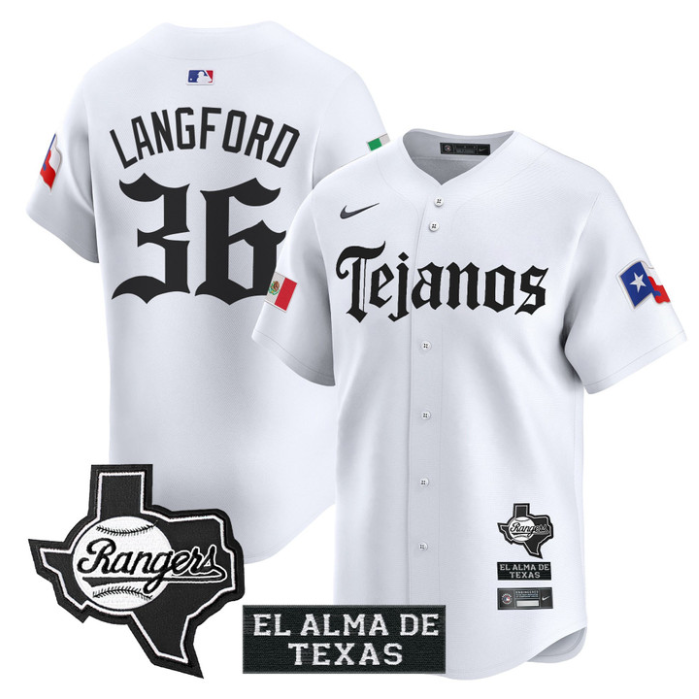Wyatt Langford Jersey #36 Texas Rangers Mexico Tejano Barrio Style Vapor Limited Stitched White