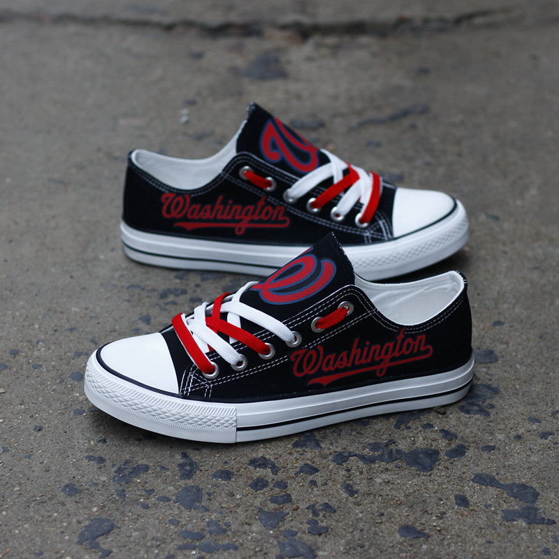Washington Nationals Limited Print MLB Baseball Fans Low Top Canvas Shoes Sport Sneakers T-DJ117H