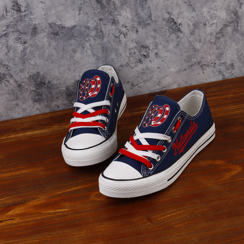 Washington Nationals Limited Print MLB Baseball Fans Low Top Canvas Shoes Sport Sneakers T-DAC86L