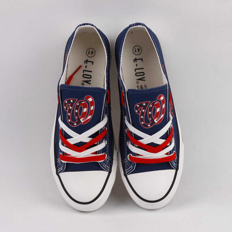 Washington Nationals Limited Print MLB Baseball Fans Low Top Canvas Shoes Sport Sneakers T-DAC86L