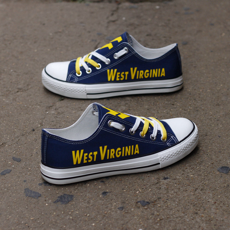West Virginia Mountaineers Limited Print NCAA College Students Low Top Canvas Shoes Sport Sneakers 1