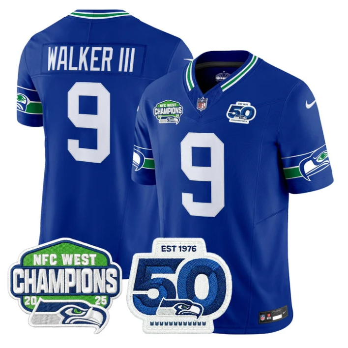 Walker III Jersey #9 NFC West Division 2025 Champions 50th Stitched Royal