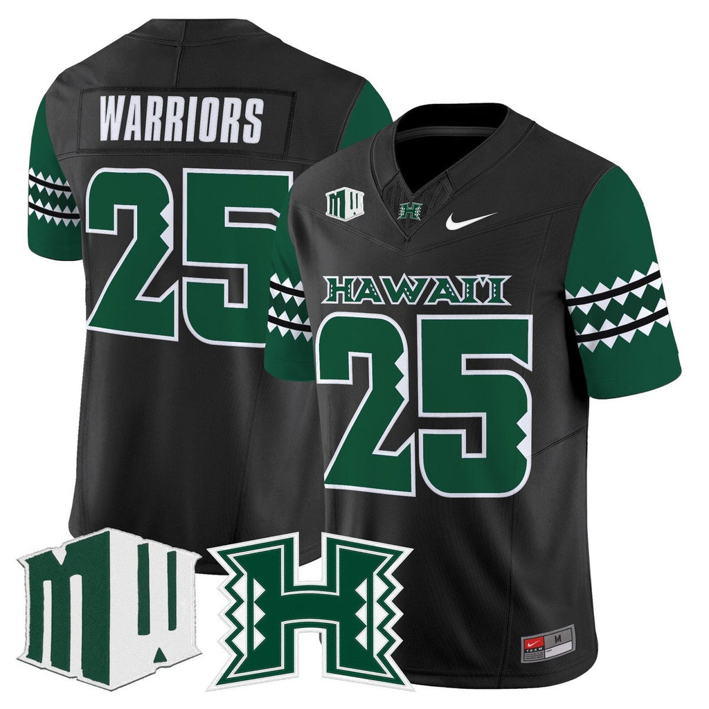 Warriors Jersey #25 Hawai'i Rainbow Warriors 2025 Vapor Stitched Black