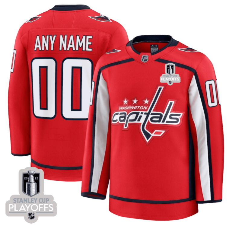 Washington Capitals 2025 NHL Playoffs Patch Home Men Custom Jersey - Red