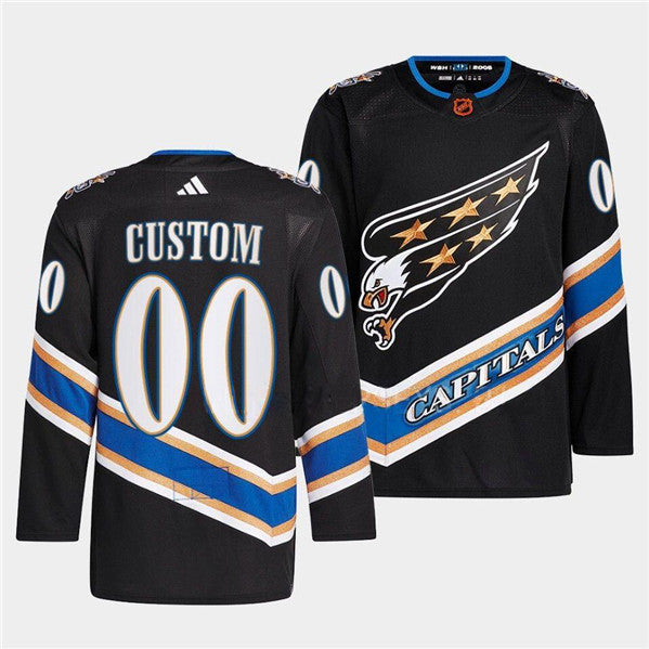 Washington Capitals Custom Black 2022-23 Reverse Retro Stitched Jersey