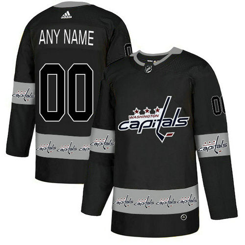 Washington Capitals Custom Black Team Logos Fashion Jersey
