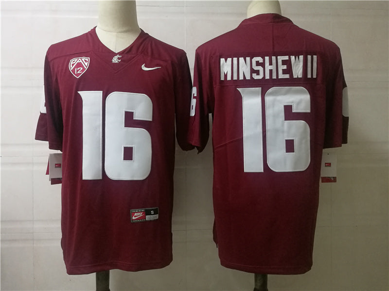 Washington State Cougars #16 Minshew II College Football Jersey Red