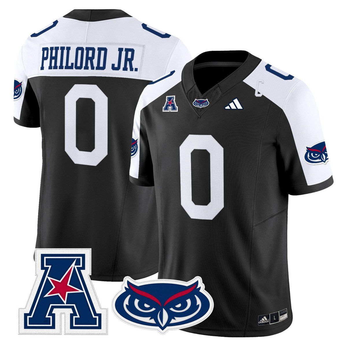 Wendol Philord Jersey #0 Florida Atlantic Owls 2025 All Stitched Black Alter