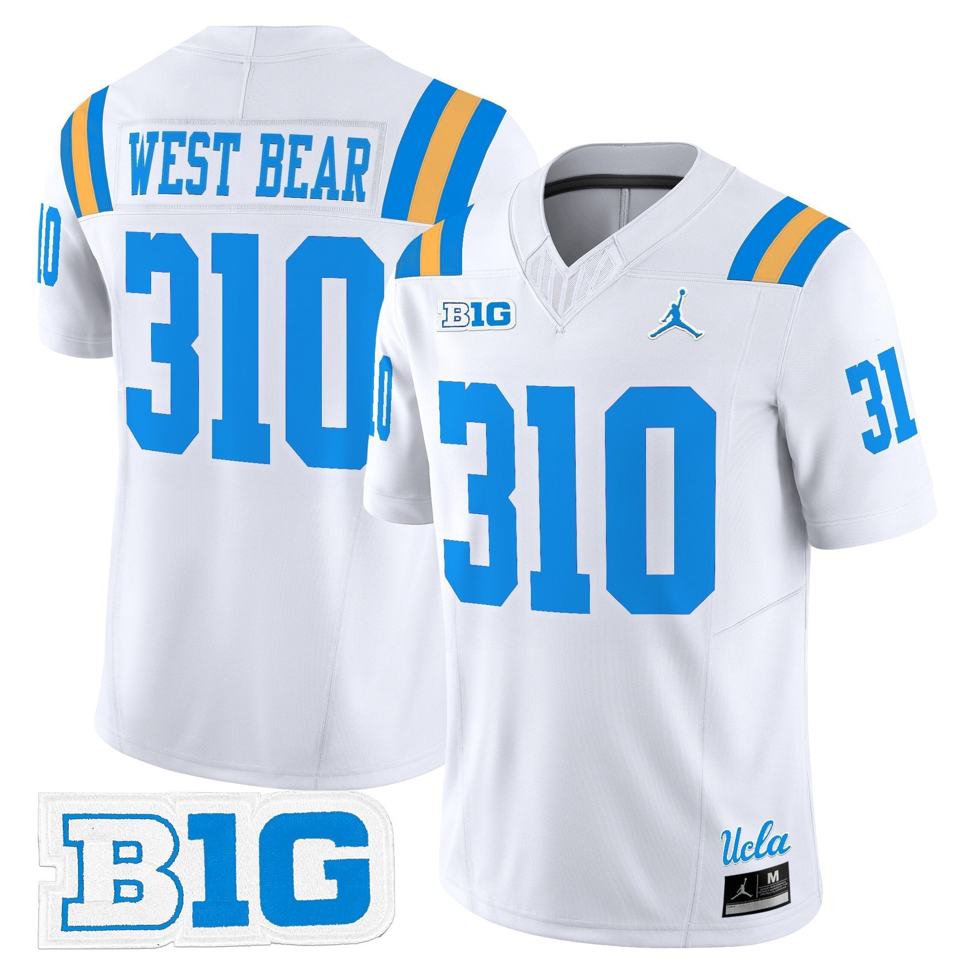West Bear Jersey #310 UCLA Bruins Jersey 2025 Vapor Stitched White