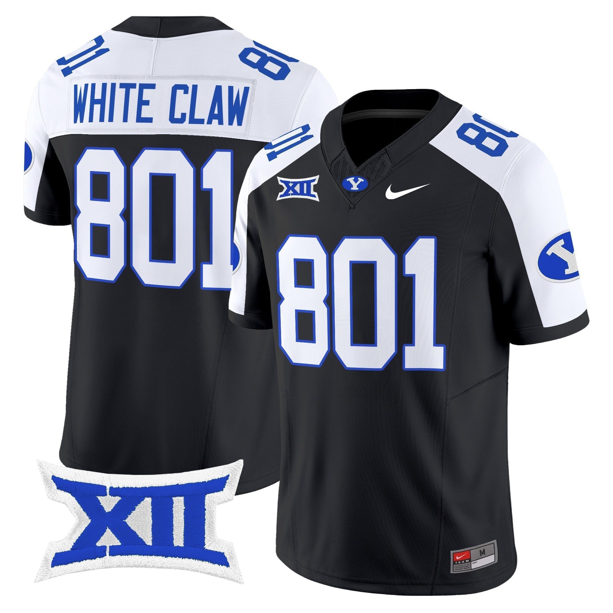 White Claw Jersey #801 BYU Cougars 2025 Vapor Limited Stitched Black Alternate