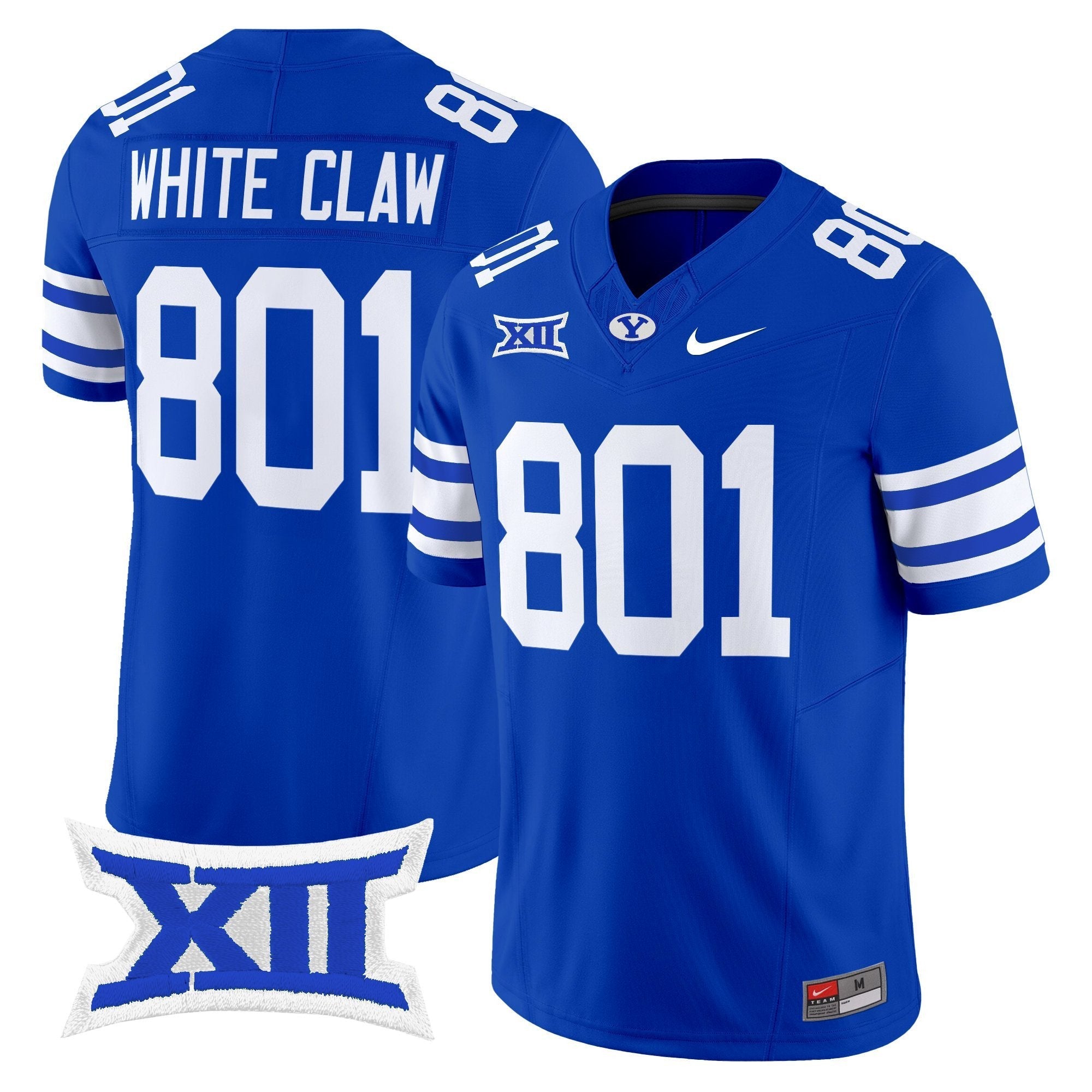White Claw Jersey #801 BYU Cougars 2025 Vapor Limited Stitched Royal