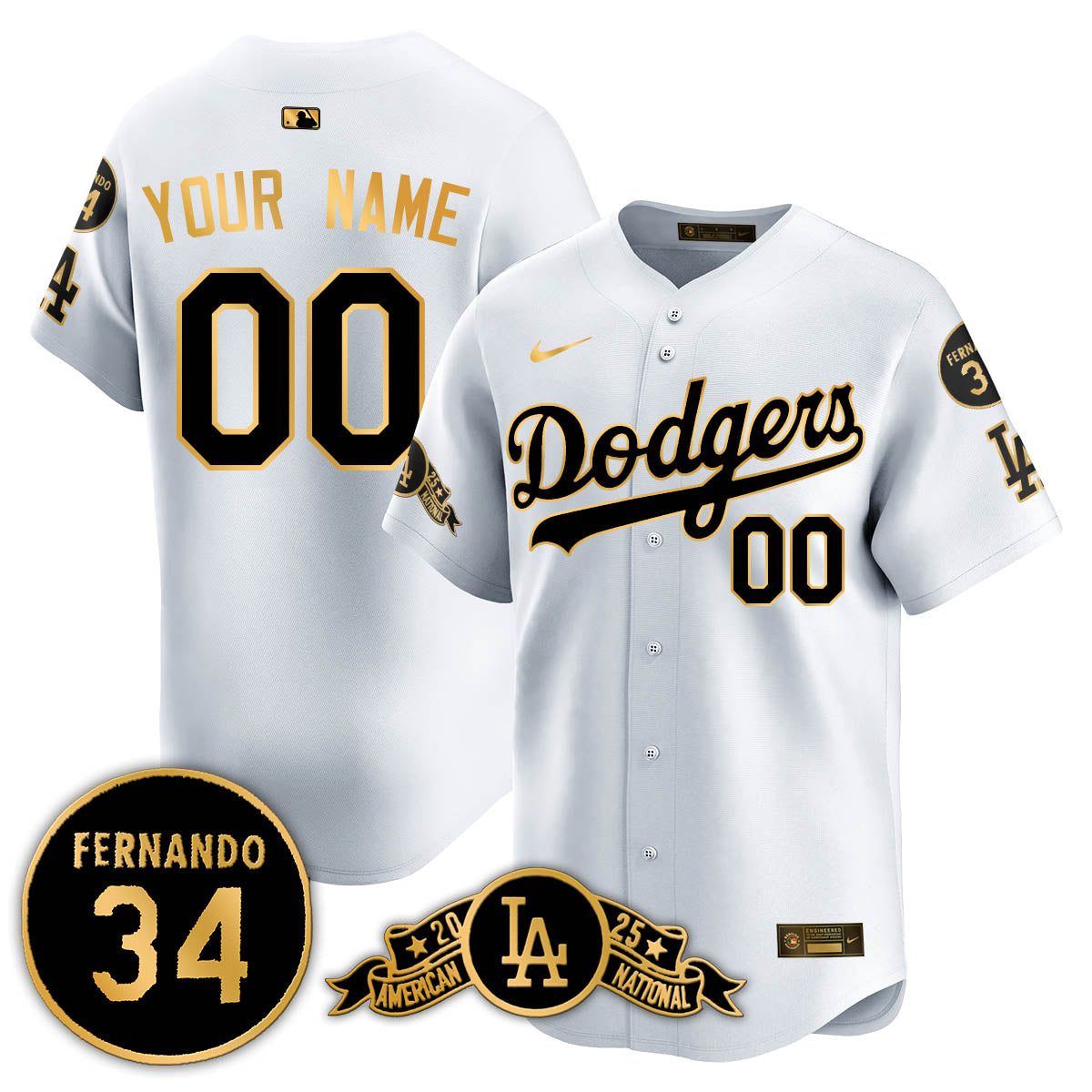 Los Angeles Dodgers 2025 National League Champions Custom Jersey - All Stitched