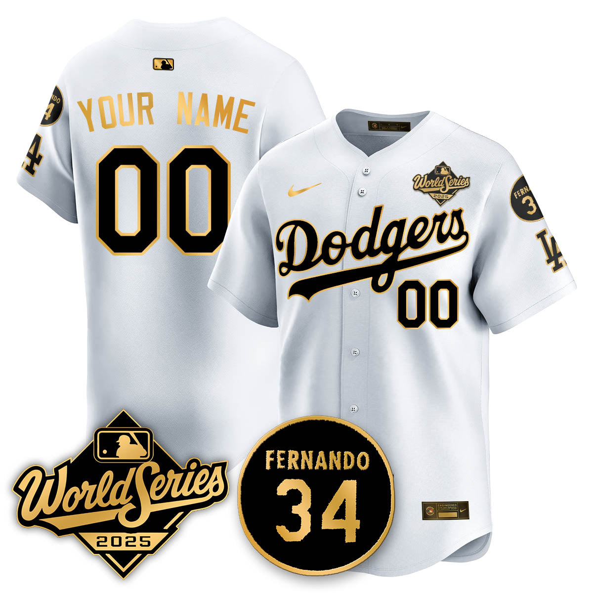 Los Angeles Dodgers 2025 National League Champions Custom Jersey - All Stitched