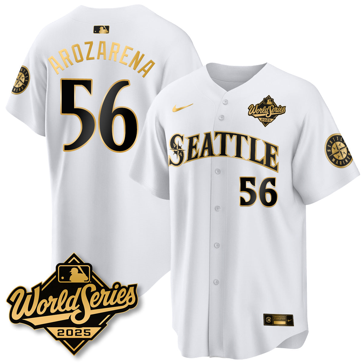 Seattle Mariners 2025 World Series Gold Jersey - All Stitched