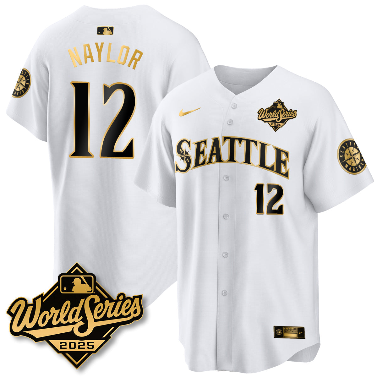 Seattle Mariners 2025 World Series Gold Jersey - All Stitched