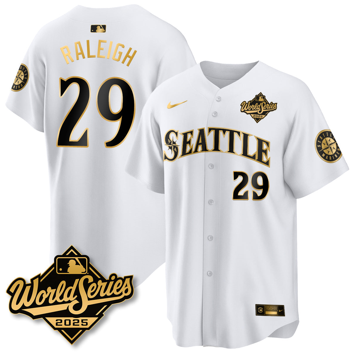 Seattle Mariners 2025 World Series Gold Jersey - All Stitched