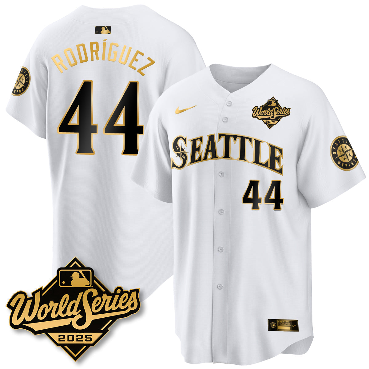 Seattle Mariners 2025 World Series Gold Jersey - All Stitched