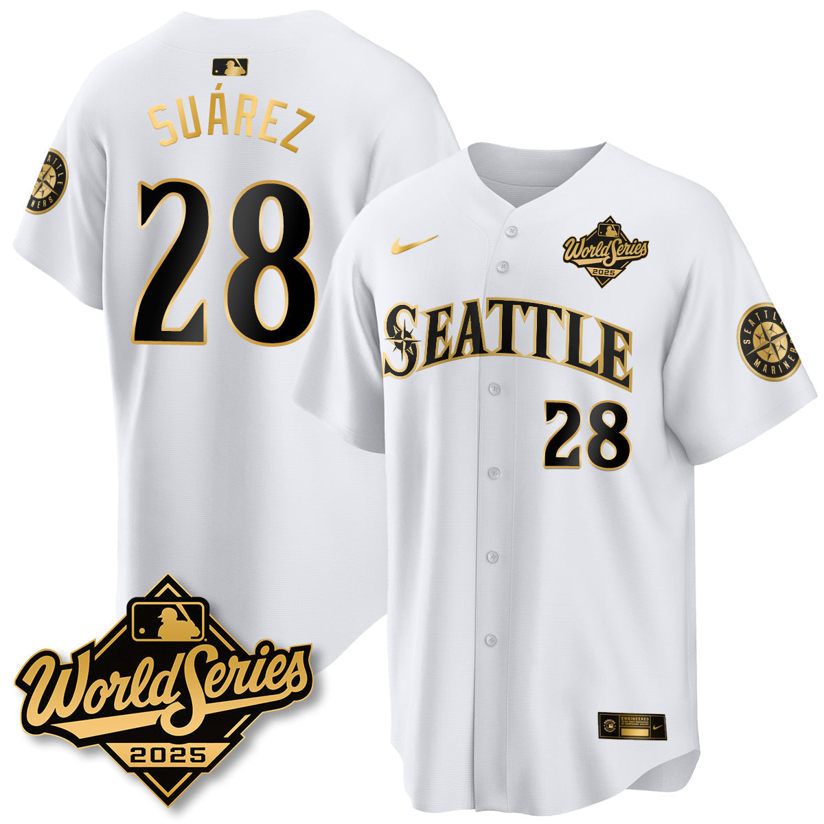 Seattle Mariners 2025 World Series Gold Jersey - All Stitched