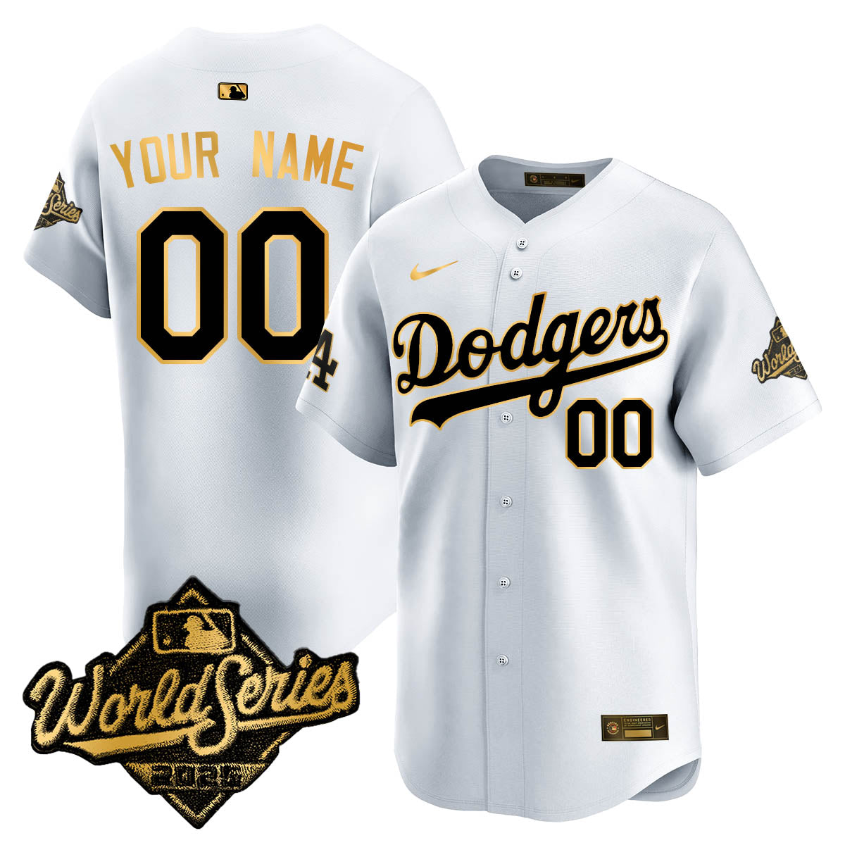 Los Angeles Dodgers 2025 World Series Gold Custom Jersey - All Stitched