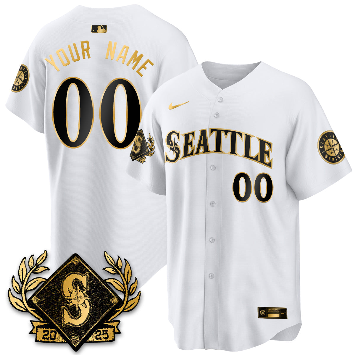 Seattle Mariners 2025 Series Gold Champions Custom Jersey - All Stitched