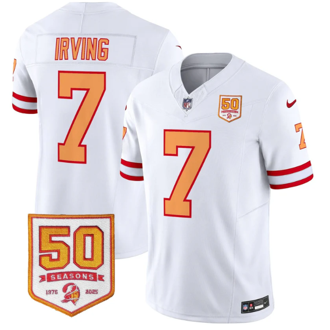 Bucky Irving Jersey #7 50 Seasons 1976-2025 Vapor Limited Stitched White Limited