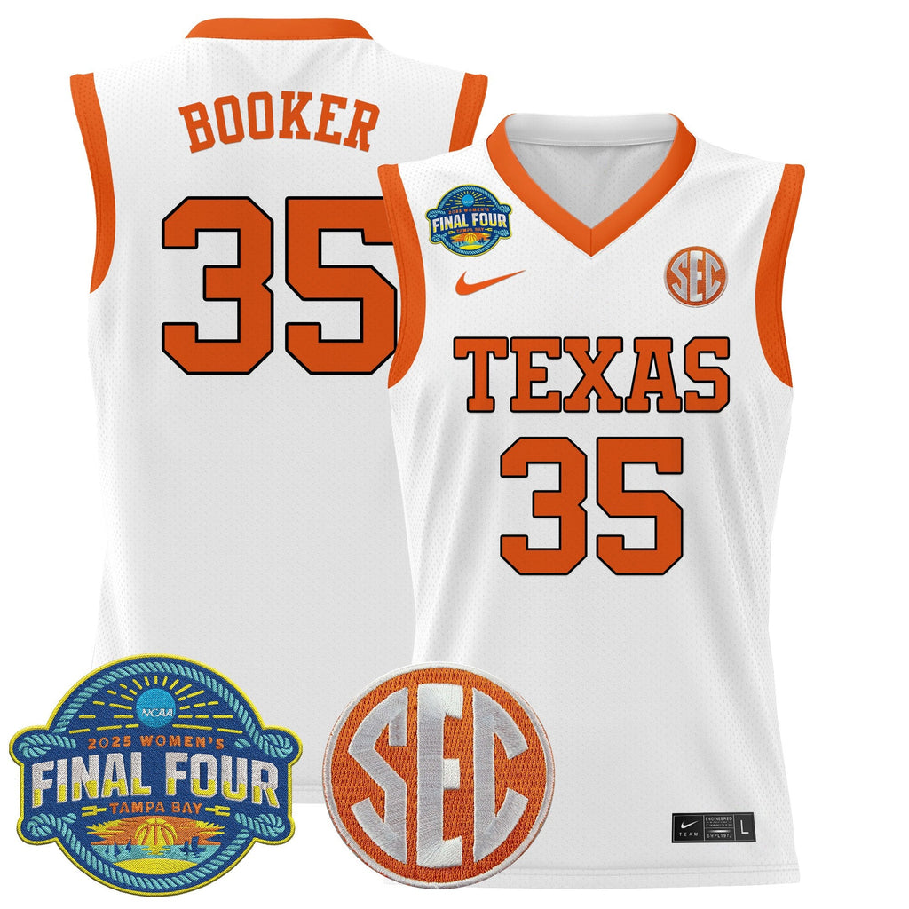 Madison Booker Jersey #35 Texas Longhorns 2025 Sec Final Four Patch White