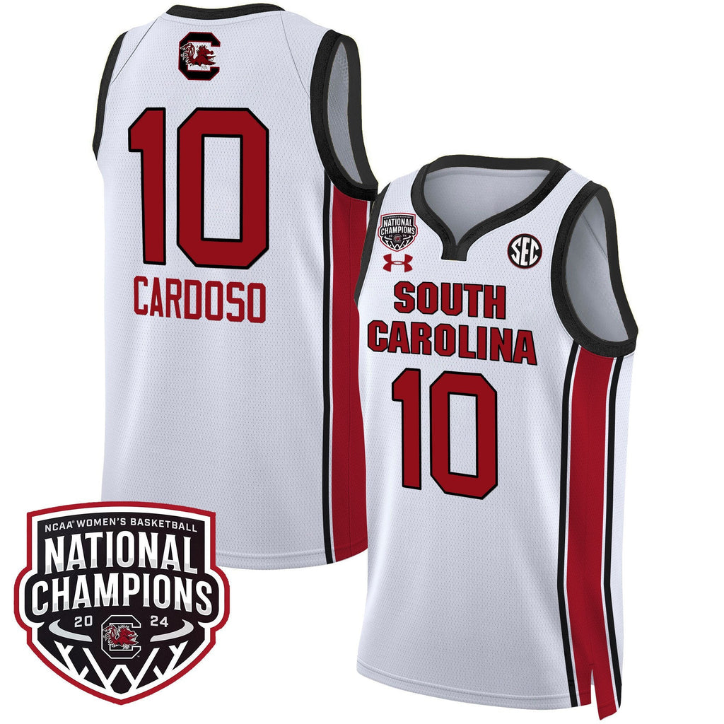 Kamilla Cardoso Jersey #10 South Carolina Gamecocks Basketball 2024 National Champions All Stitched White