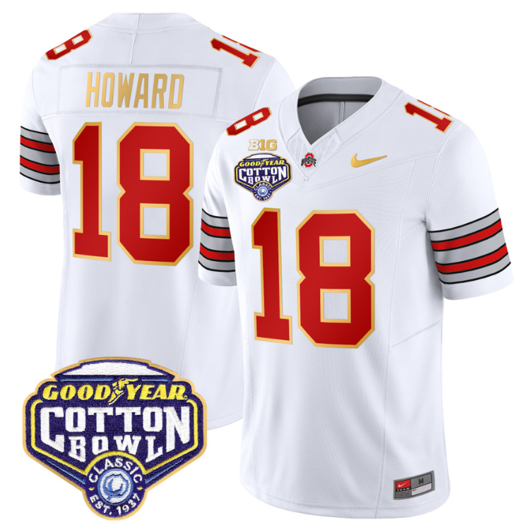 Will Howard Jersey #18 Ohio State 'Heritage Stripe' Cotton Bowl White
