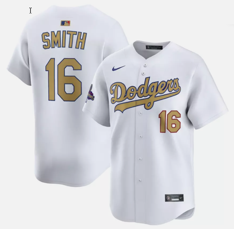 Will Smith Jersey #16 Dodgers White 2025 Gold Collection Limited Stitched