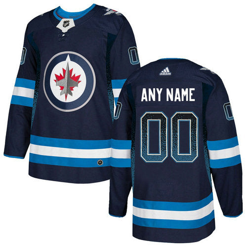 Winnipeg Jets Navy  Customized Drift Fashion  Jersey