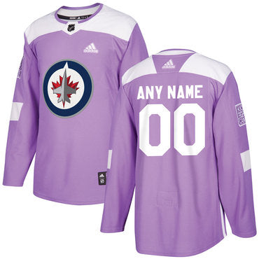 Winnipeg Jets Purple Pink Custom Hockey Fights Cancer Practice Jersey