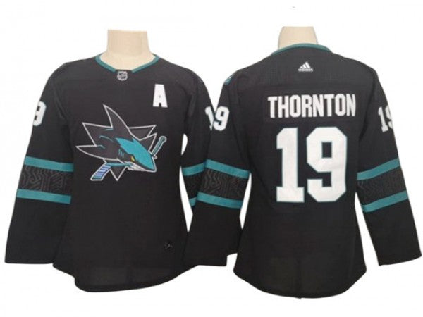 Women San Jose Sharks #19 Joe Thornton Jersey -Black
