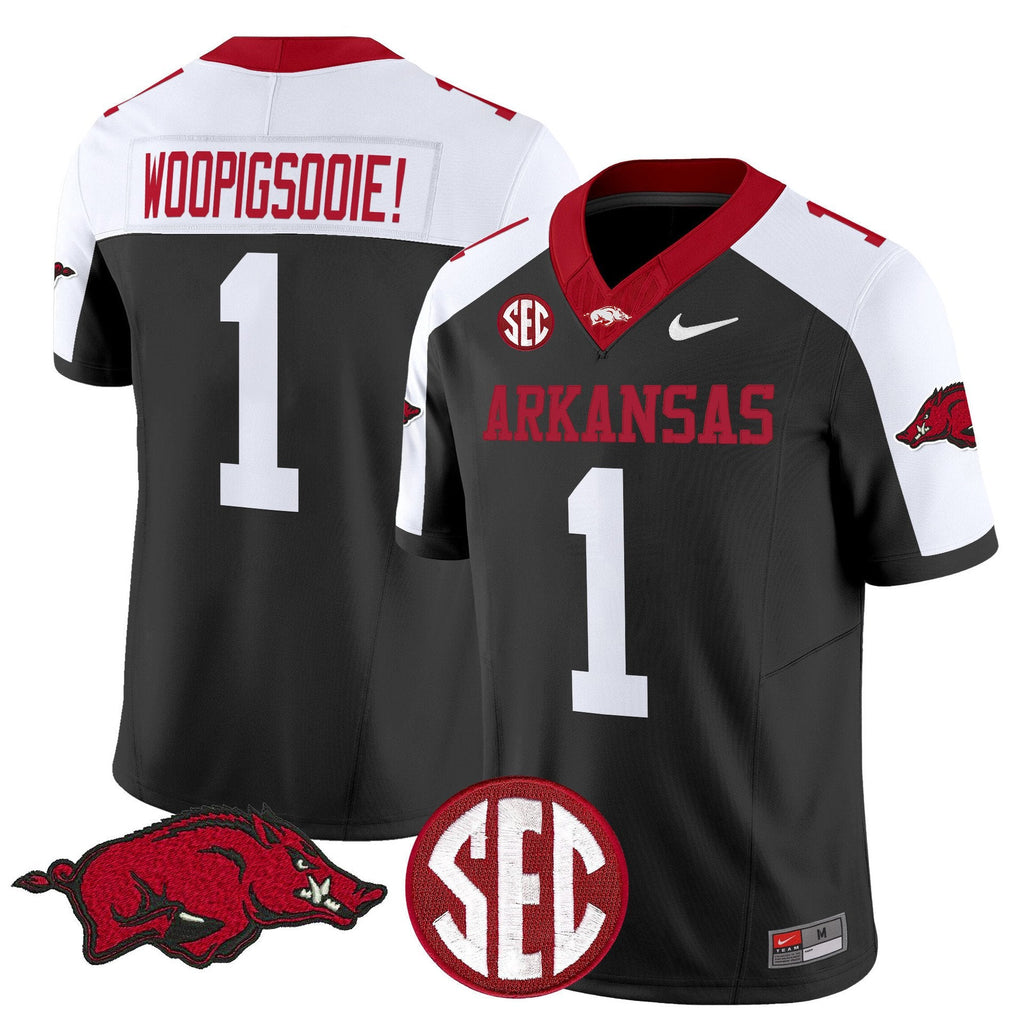 Woo Pig Sooie Jersey #1 Arkansas Razorbacks Limited Stitched Black Alternate