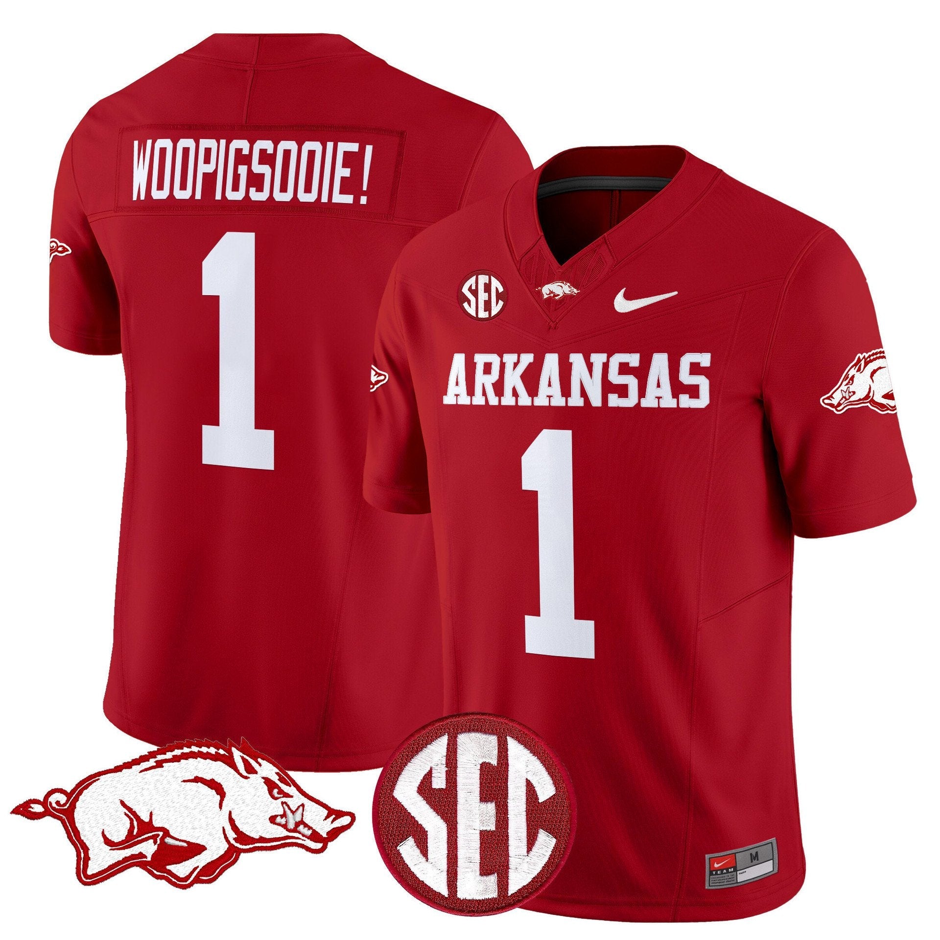 Woo Pig Sooie Jersey #1 Arkansas Razorbacks Limited Stitched Cardinal