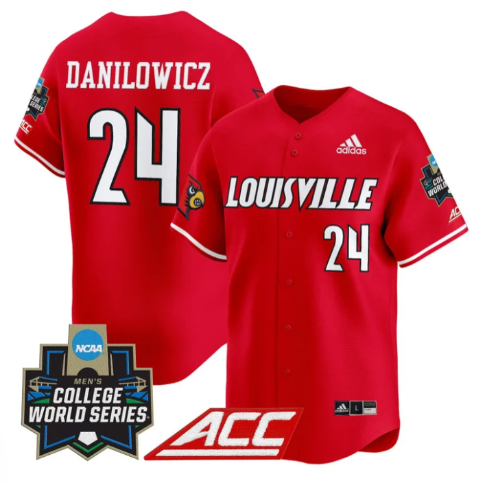 Wyatt Danilowicz Jersey #24 Louisville Cardinals 2025 World Series Red