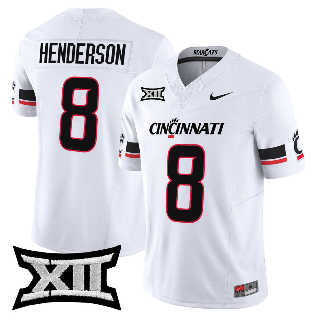 Xzavier Henderson Jersey #8 Cincinnati Bearcats 2025 Vapor Limited Stitched White