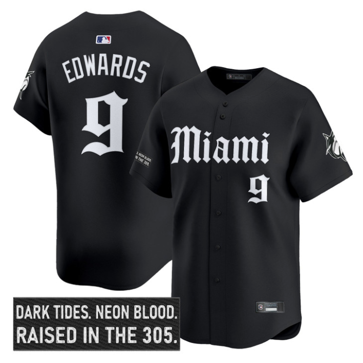 Xavier Edwards Jersey #9 Miami Marlins Gothic Vice Edition Stitched Black