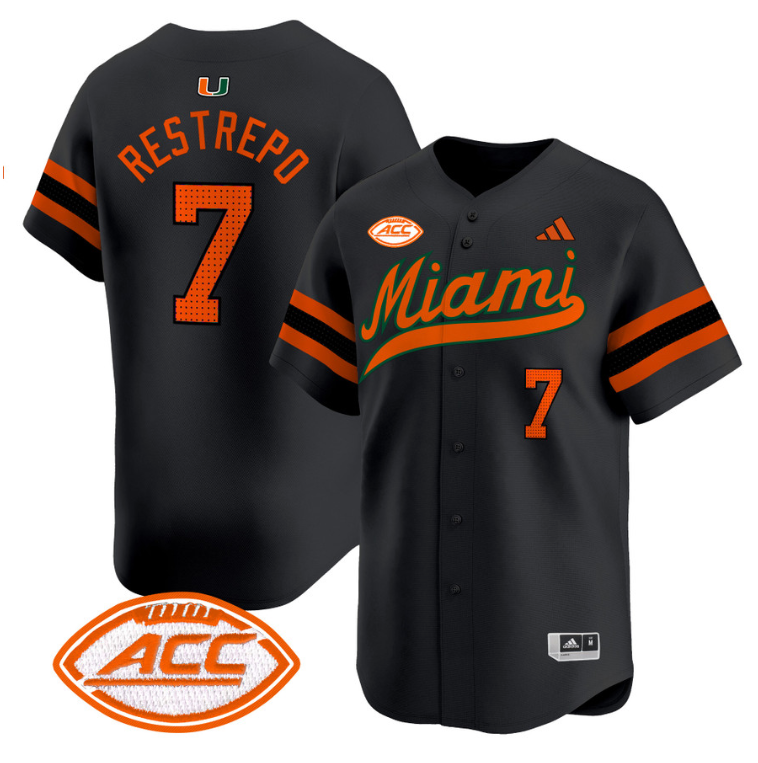 Xavier Restrepo Jersey #7 Miami Hurricanes 2024 Baseball Black