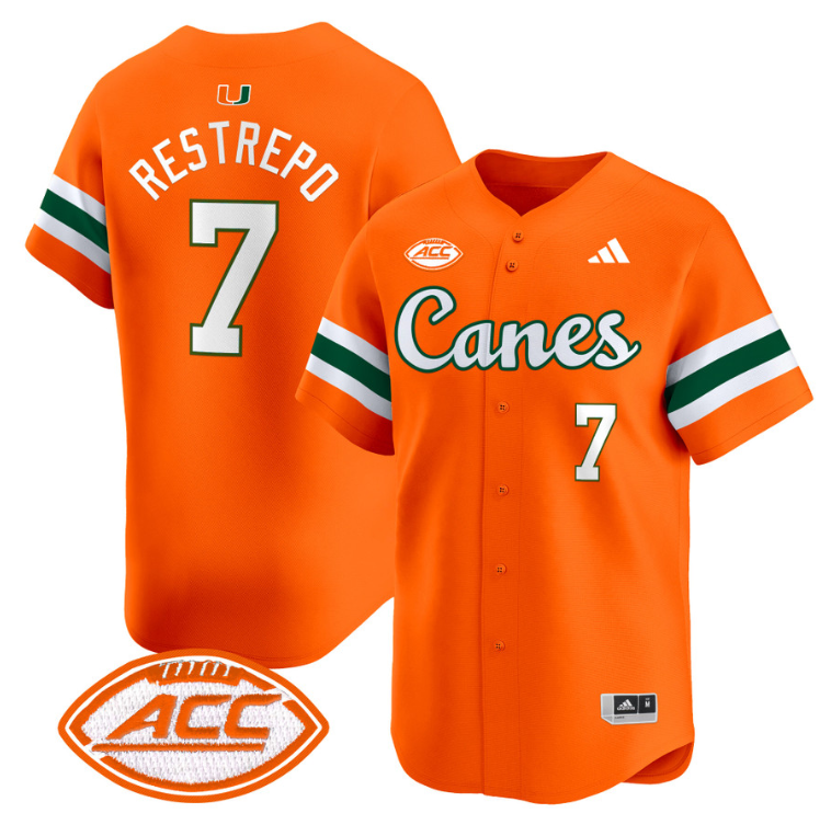 Xavier Restrepo Jersey #7 Miami Hurricanes 2024 Baseball V2 Orange