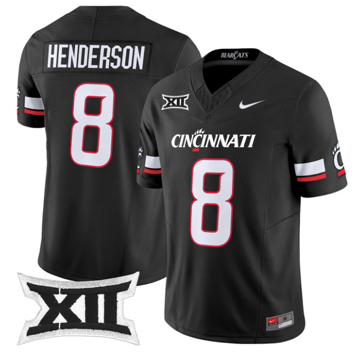 Xzavier Henderson Jersey #8 Cincinnati Bearcats 2025 Limited Stitched Black