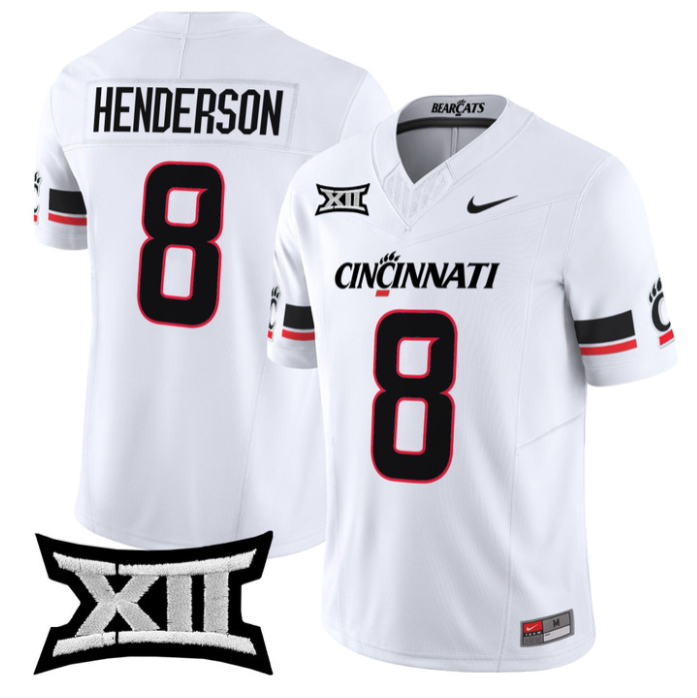 Xzavier Henderson Jersey #8 Cincinnati Bearcats 2025 Limited Stitched White
