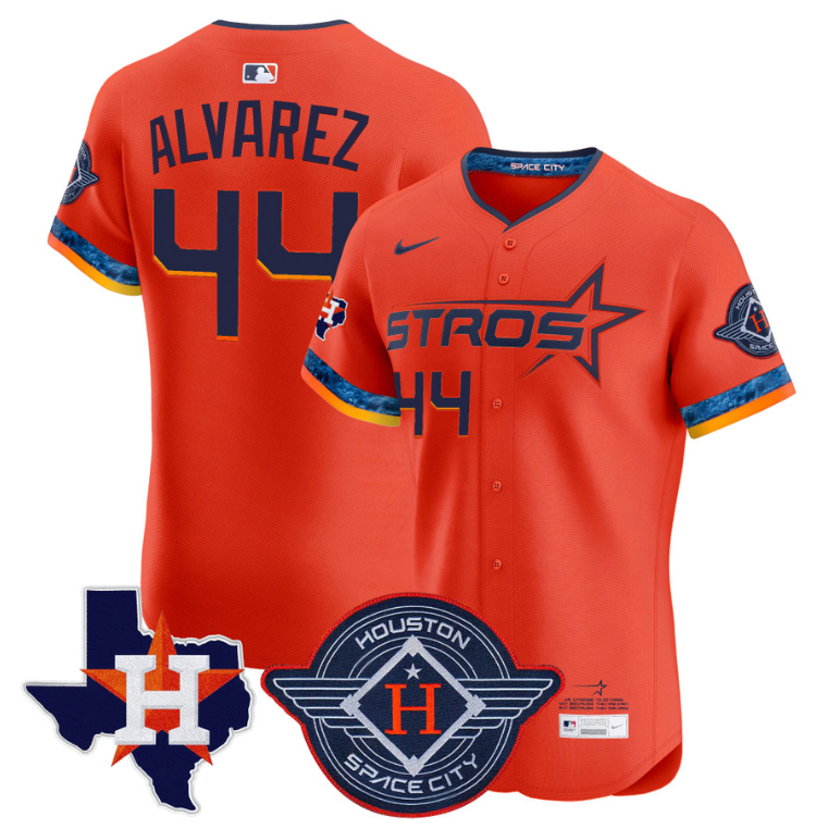 Yordan Álvarez Jersey #44 Houston Astros 2025 City Connect Texas Patch Premier Elite Stitched Orange