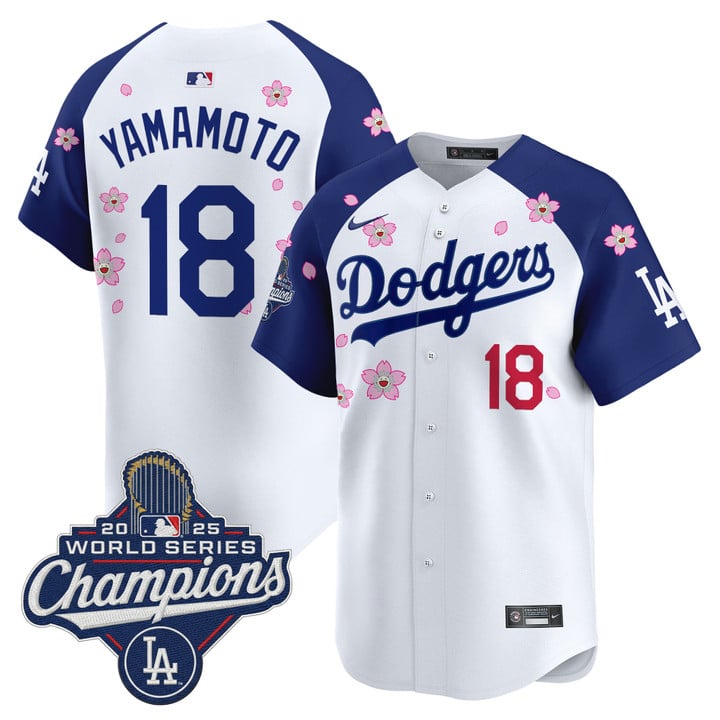 Yamamoto Jersey #18 Dodgers 2025 World Series Champions Stitched