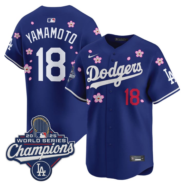 Yamamoto Jersey #18 Dodgers 2025 World Series Champions Stitched