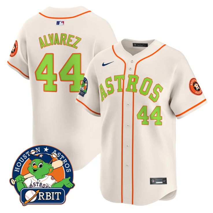 Yordan Álvarez Jersey #44 Astros Orbit Patch Vapor Premier Limited V2 Stitched Cream