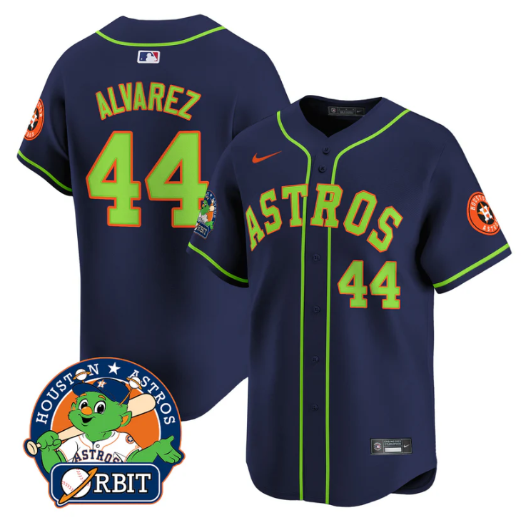 Yordan Álvarez Jersey #44 Astros Orbit Patch Vapor Premier Limited V2 Stitched Navy