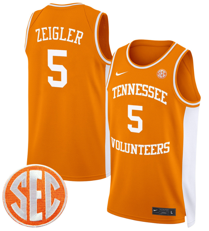Zakai Zeigler Jersey #5 Tennessee Vols 2024 Swingman Basketball Orange