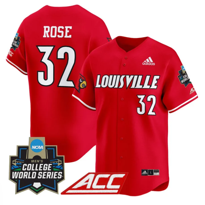 Zion Rose Jersey #32 Louisville Cardinals 2025 World Series Stitched Red